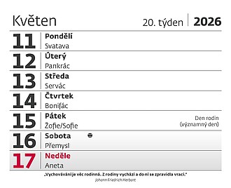 Vlčí máky 2026, stolní kalendář