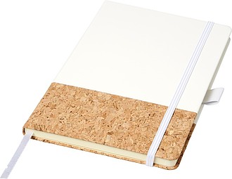 Zápisník Evora A5 z korku a materiálu Thermo PU, bílá - reklamní zápisník